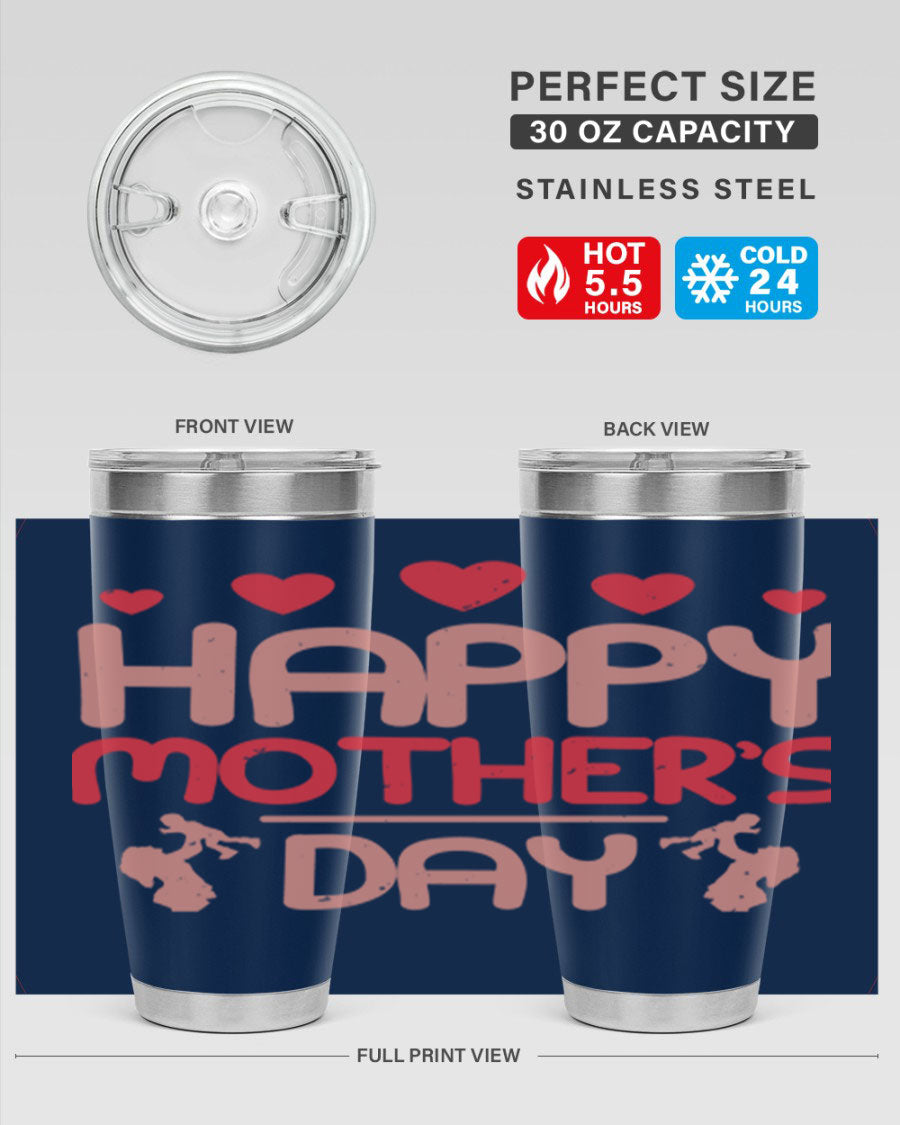 Happy Mother's Day Tumbler in 20oz and 30oz sizes, featuring double wall vacuum insulation and a stylish design.