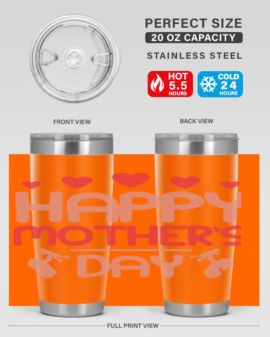 Happy Mother's Day Tumbler in 20oz and 30oz sizes, featuring double wall vacuum insulation and a stylish design.