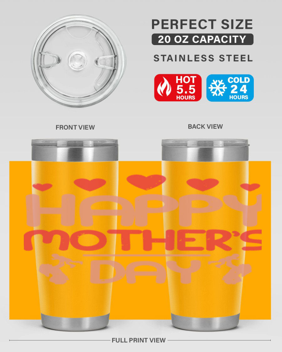 Happy Mother's Day Tumbler in 20oz and 30oz sizes, featuring double wall vacuum insulation and a stylish design.