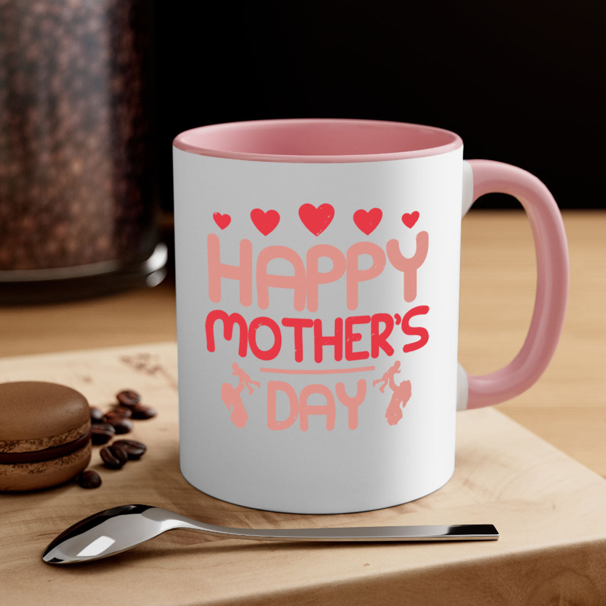 Happy Mother's Day Mug featuring a glossy finish with a colored handle and interior, available in five vibrant colors.