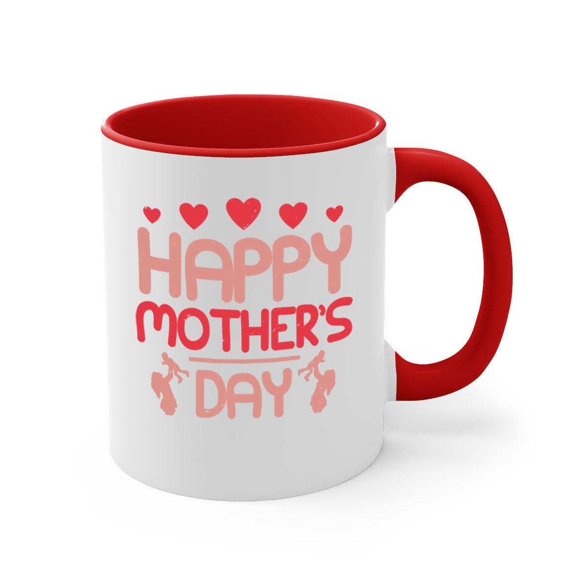 Happy Mother's Day Mug featuring a glossy finish with a colored handle and interior, available in five vibrant colors.