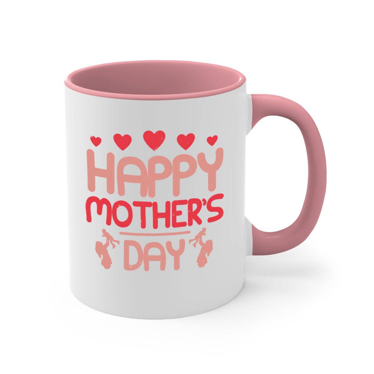 Happy Mother's Day Mug featuring a glossy finish with a colored handle and interior, available in five vibrant colors.