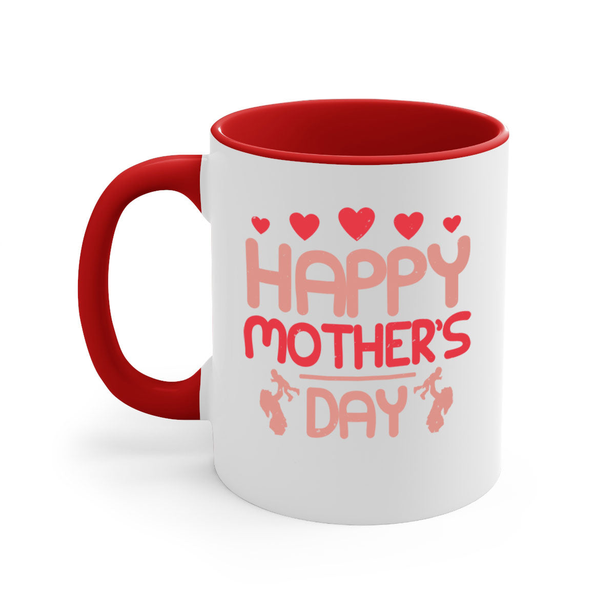Happy Mother's Day Mug featuring a glossy finish with a colored handle and interior, available in five vibrant colors.