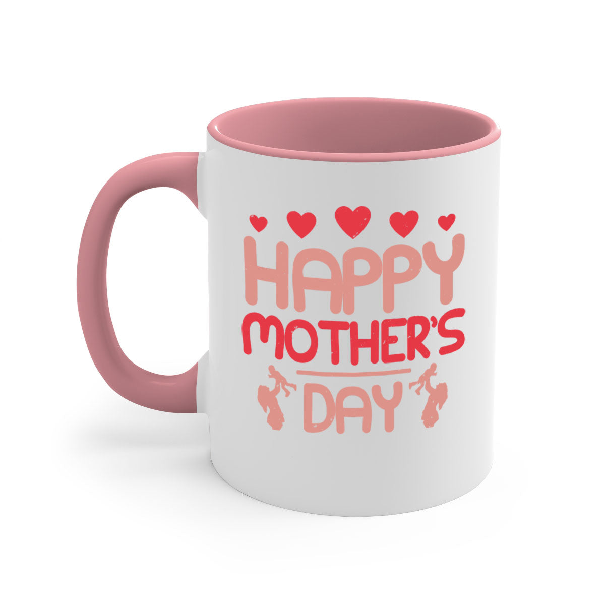 Happy Mother's Day Mug featuring a glossy finish with a colored handle and interior, available in five vibrant colors.