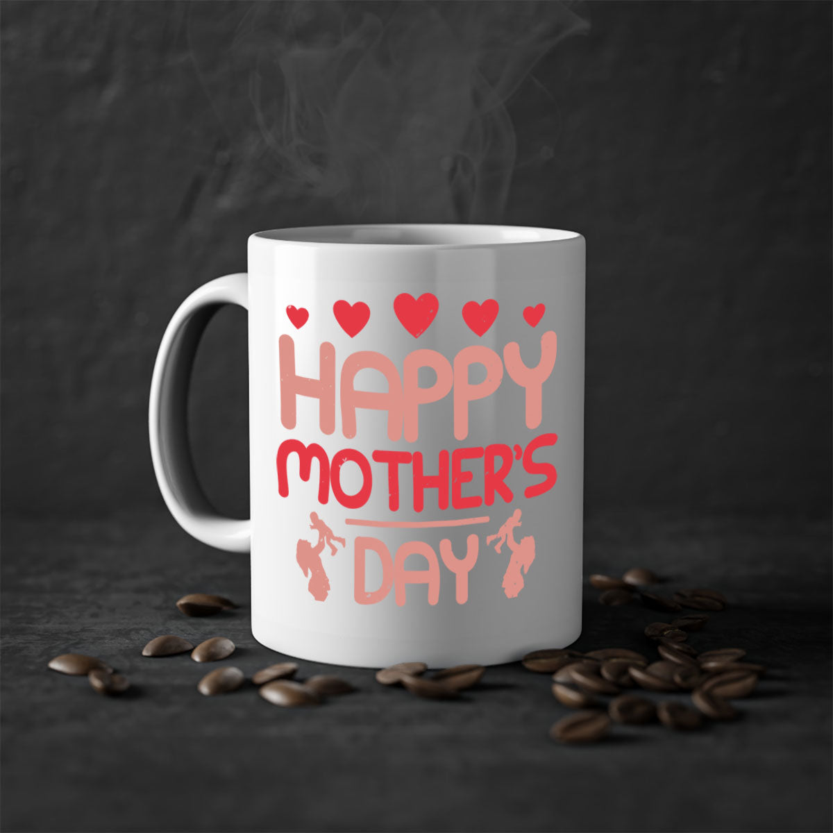 Happy Mother's Day Mug featuring a glossy finish with a colored handle and interior, available in five vibrant colors.