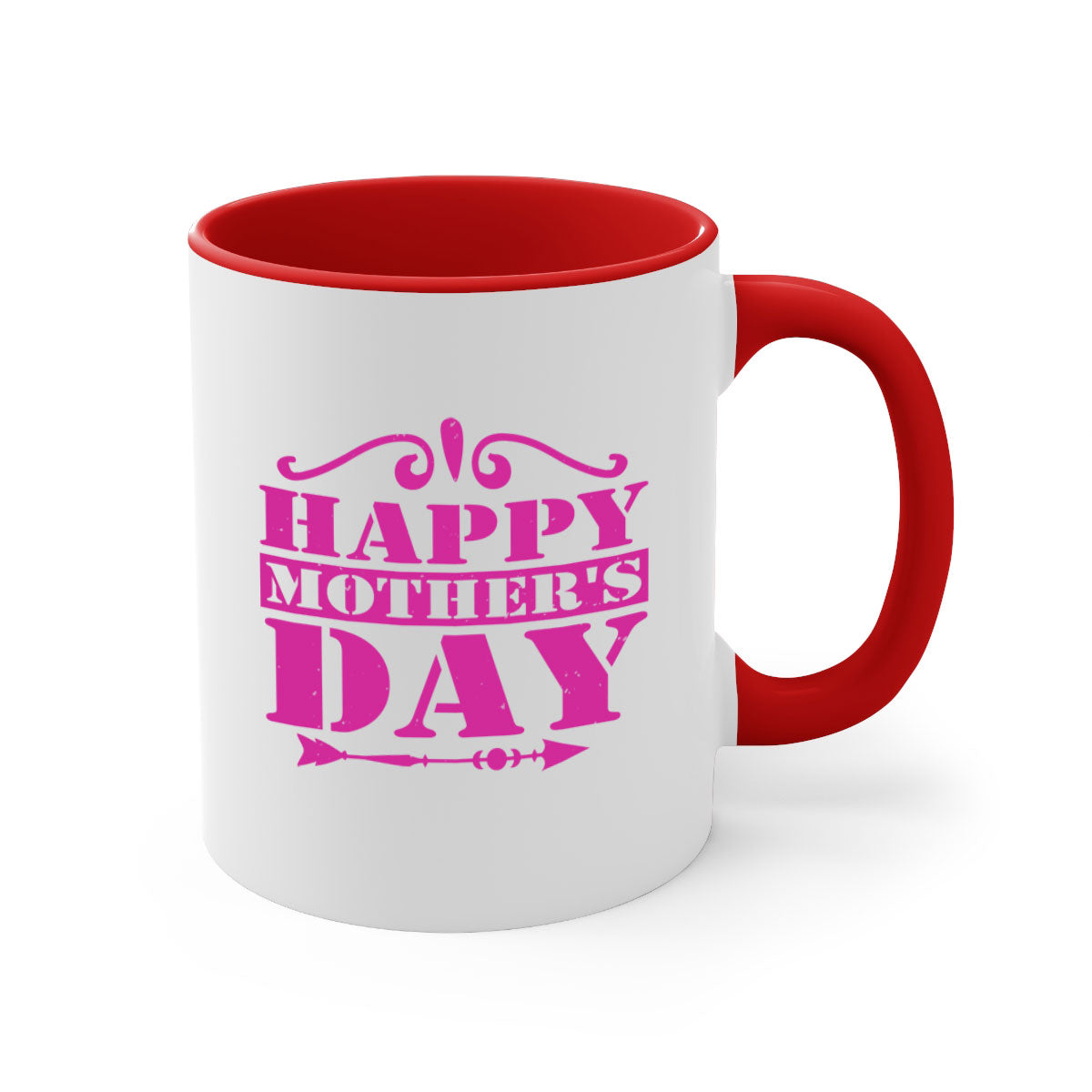 Happy Mother's Day Mug with colorful handle and glossy finish, available in multiple colors and sizes.