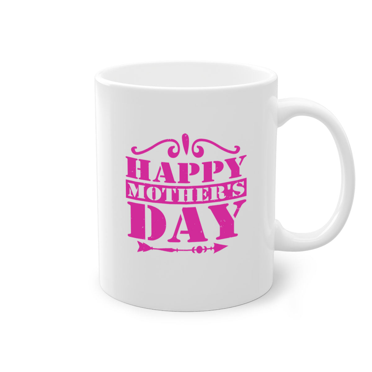 Happy Mother's Day Mug with colorful handle and glossy finish, available in multiple colors and sizes.