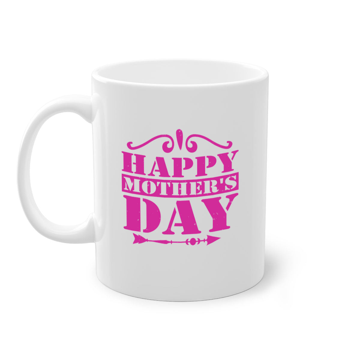 Happy Mother's Day Mug with colorful handle and glossy finish, available in multiple colors and sizes.
