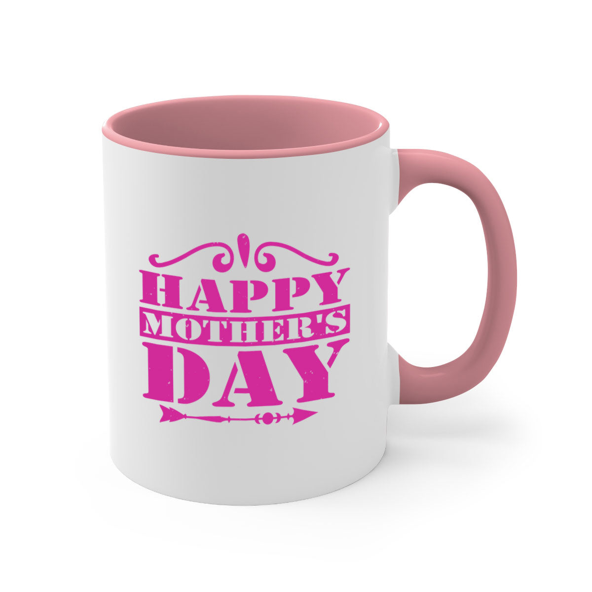 Happy Mother's Day Mug with colorful handle and glossy finish, available in multiple colors and sizes.