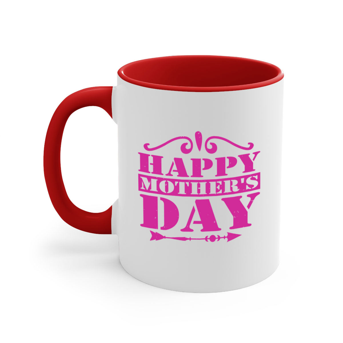 Happy Mother's Day Mug with colorful handle and glossy finish, available in multiple colors and sizes.