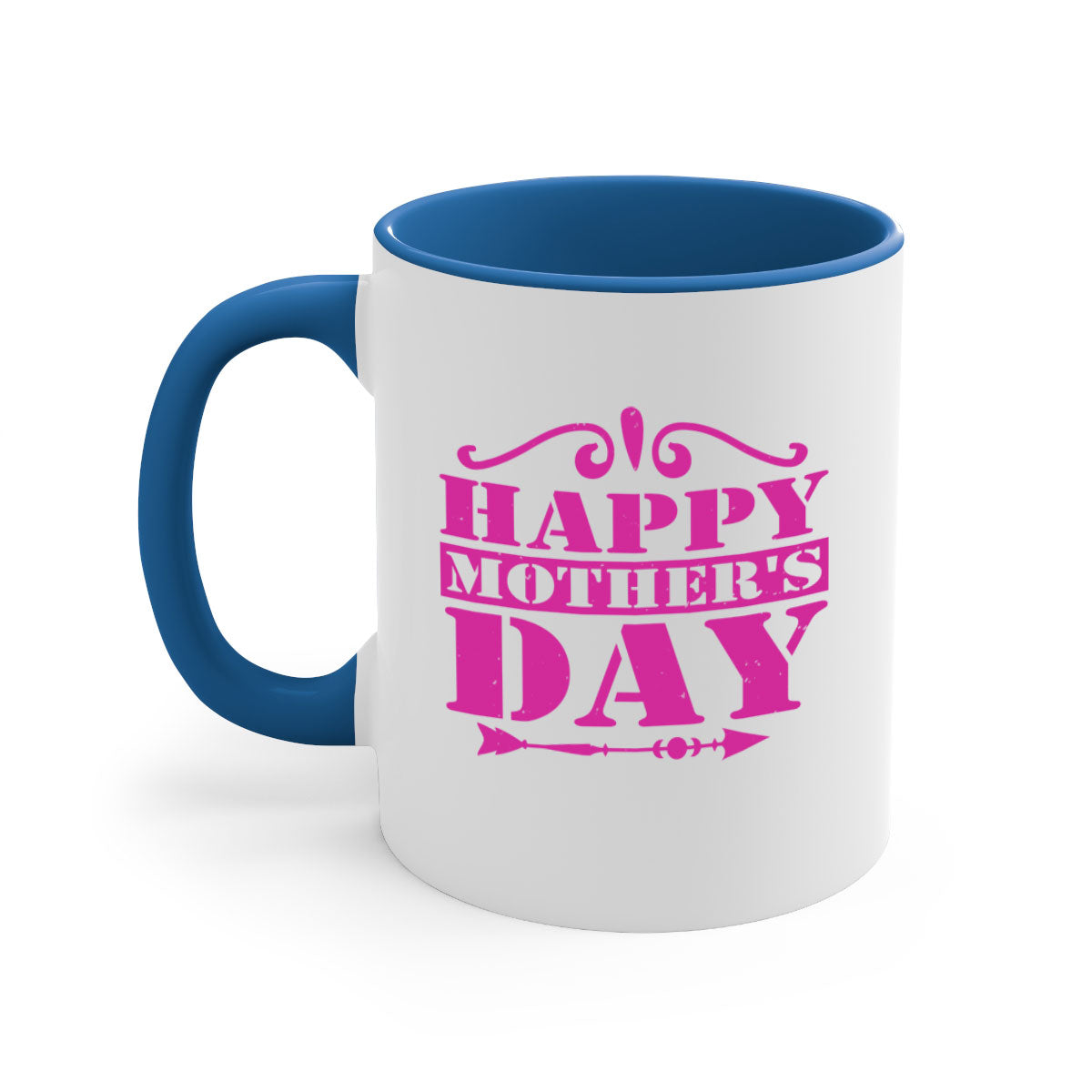 Happy Mother's Day Mug with colorful handle and glossy finish, available in multiple colors and sizes.