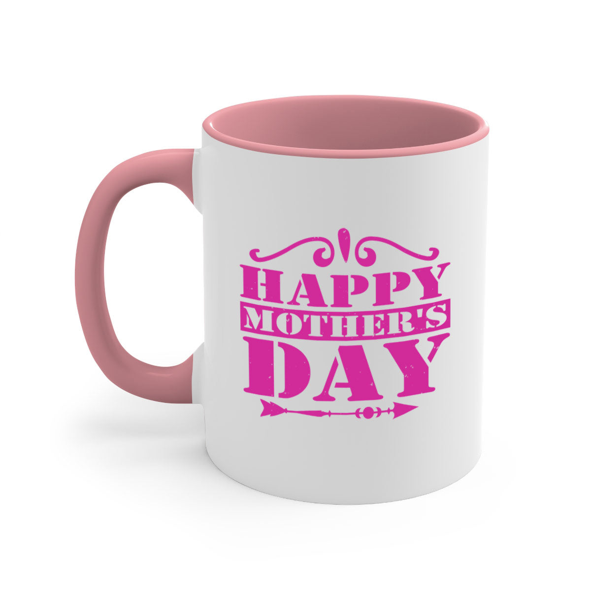 Happy Mother's Day Mug with colorful handle and glossy finish, available in multiple colors and sizes.