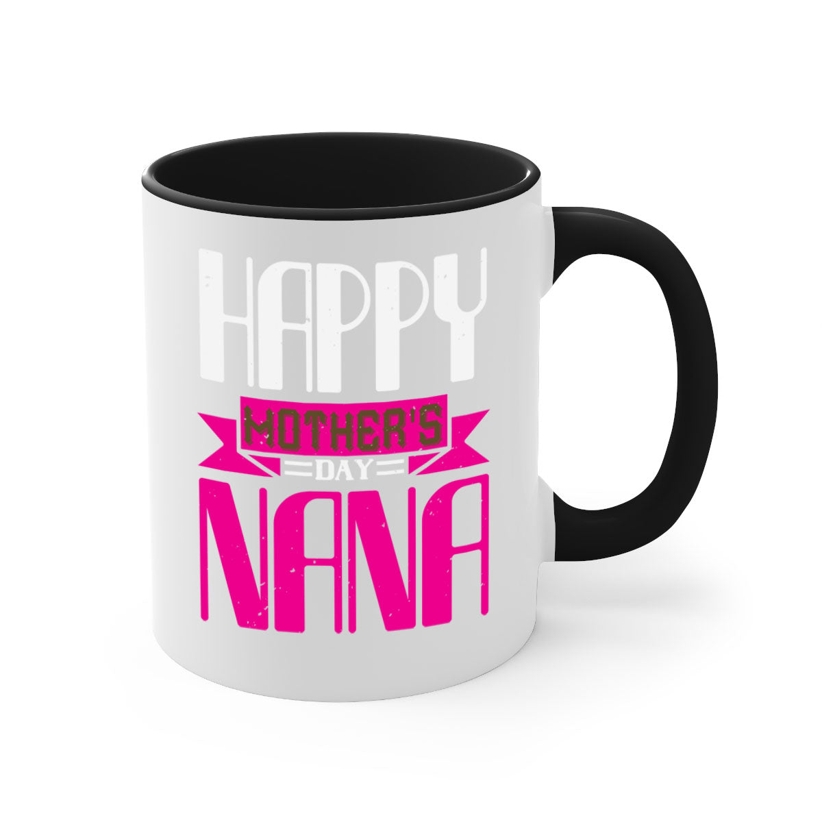 HAPPY mothers day nana mug with colorful handle and glossy finish, perfect for coffee or tea.