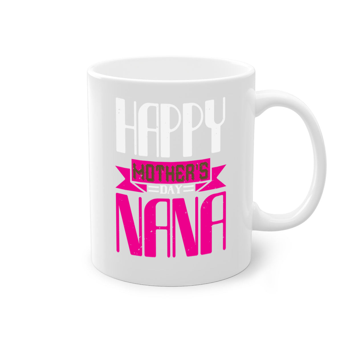 HAPPY mothers day nana mug with colorful handle and glossy finish, perfect for coffee or tea.