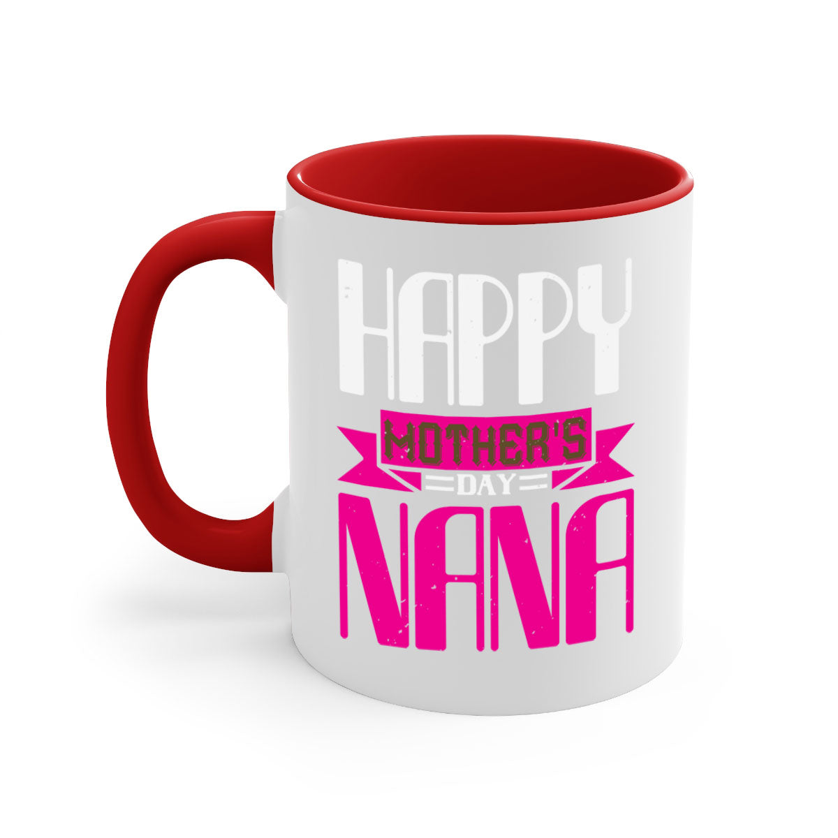 HAPPY mothers day nana mug with colorful handle and glossy finish, perfect for coffee or tea.