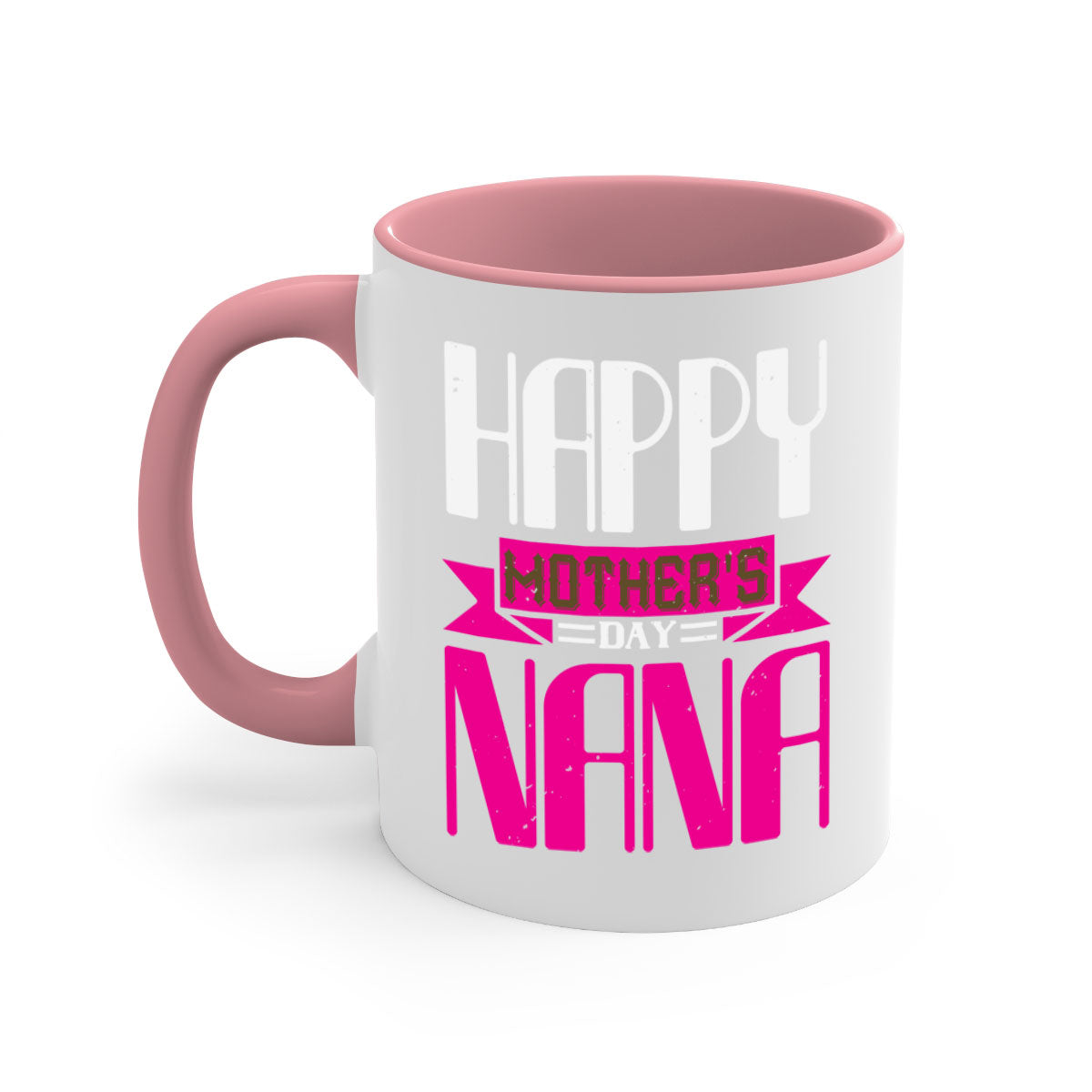 HAPPY mothers day nana mug with colorful handle and glossy finish, perfect for coffee or tea.