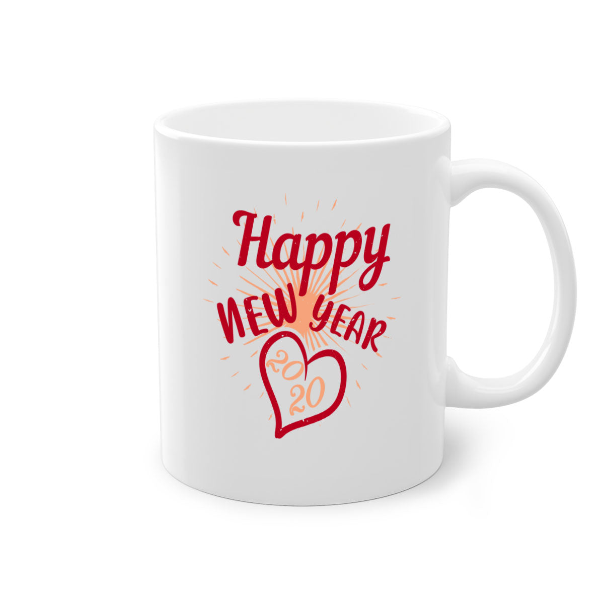 Happy New Year 431# Mug with colorful handle and glossy finish, available in multiple colors and sizes.