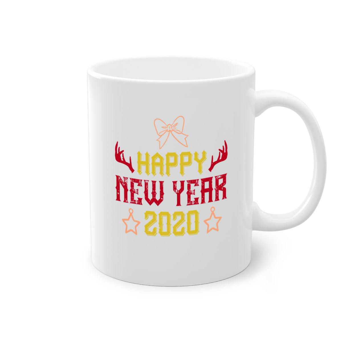 Happy New Year 435# Mug with colorful handle and glossy finish, available in multiple colors and sizes.
