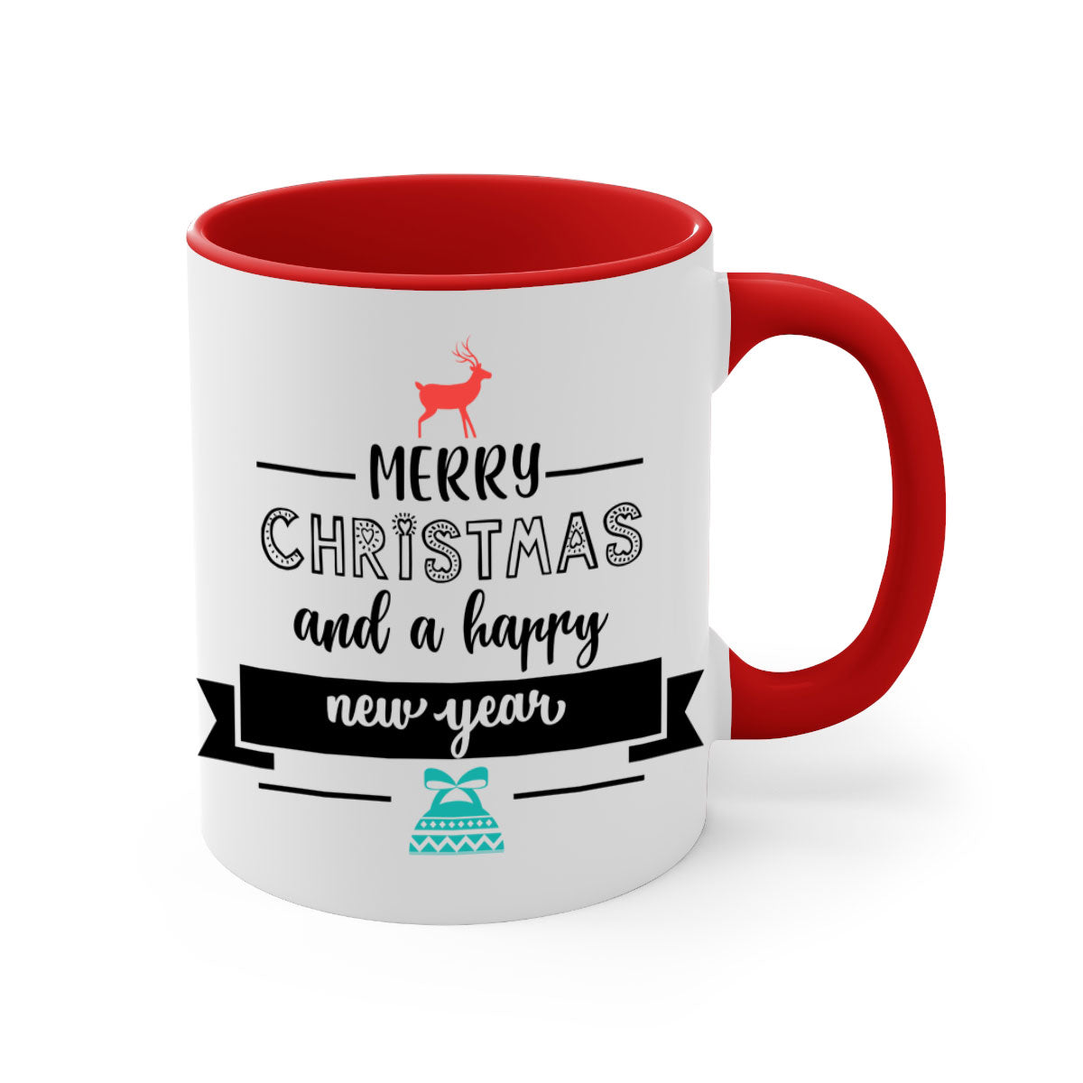 Happy New Year 6# Mug featuring a glossy finish, colored handle, and interior available in five vibrant colors.