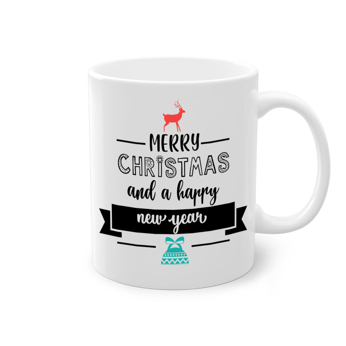 Happy New Year 6# Mug featuring a glossy finish, colored handle, and interior available in five vibrant colors.