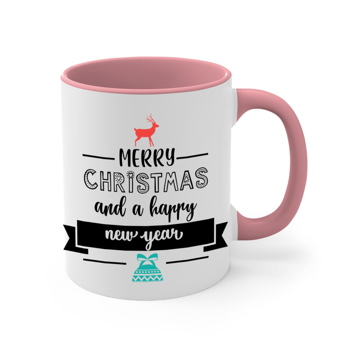 Happy New Year 6# Mug featuring a glossy finish, colored handle, and interior available in five vibrant colors.