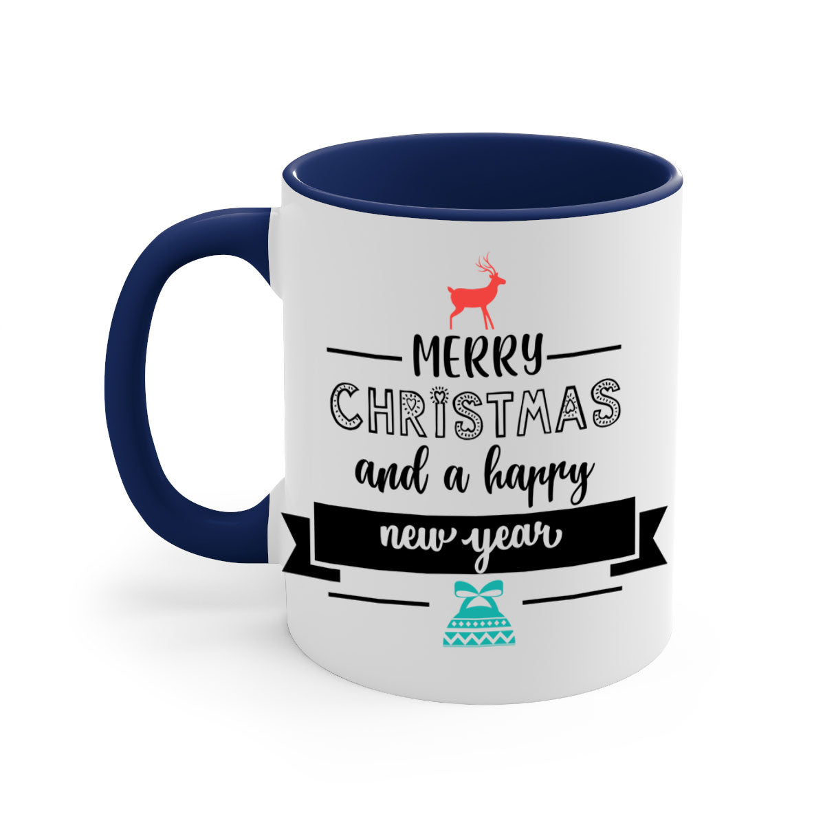 Happy New Year 6# Mug featuring a glossy finish, colored handle, and interior available in five vibrant colors.