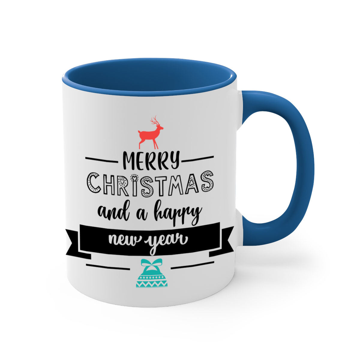 Happy New Year 6# Mug featuring a glossy finish, colored handle, and interior available in five vibrant colors.