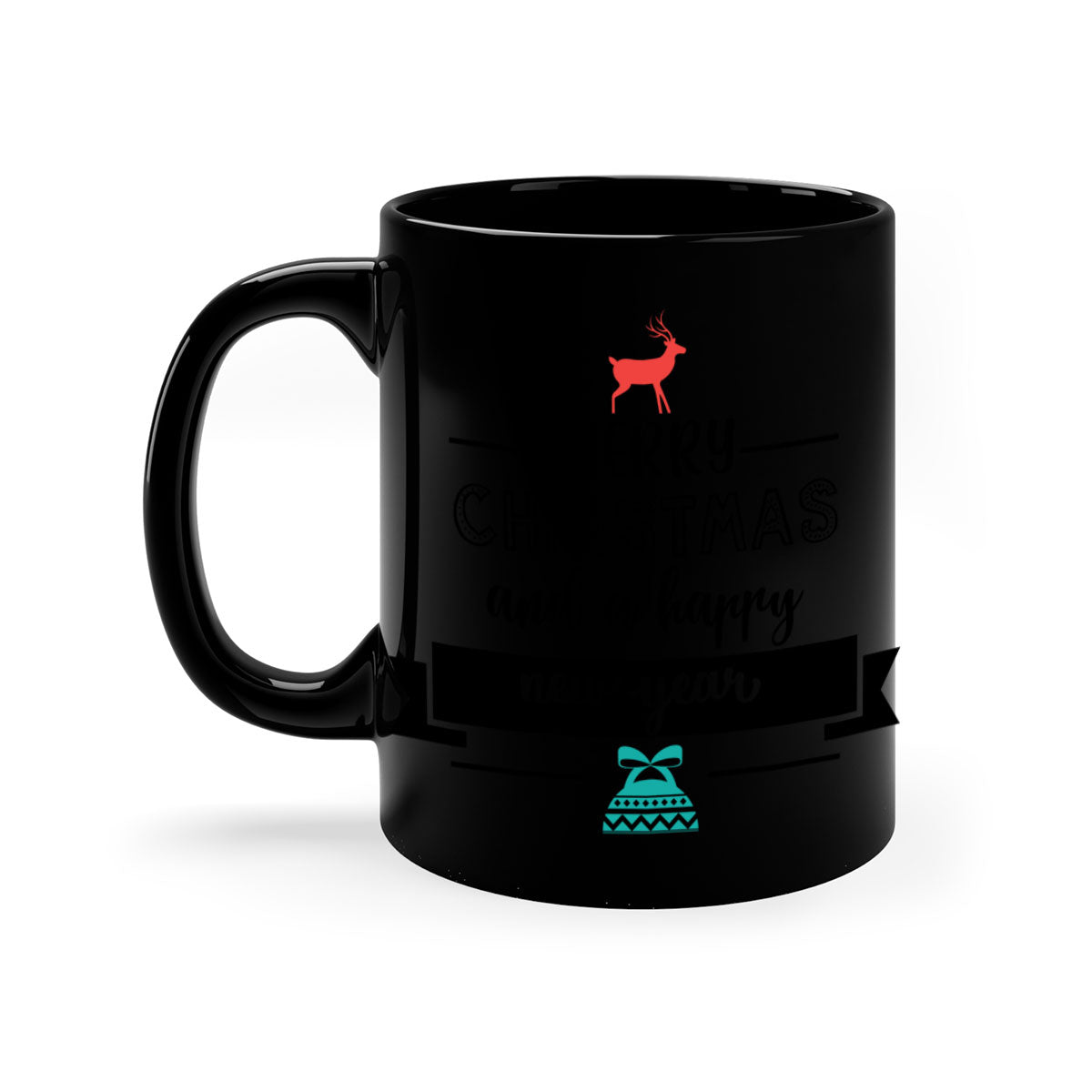 Happy New Year 6# Mug featuring a glossy finish, colored handle, and interior available in five vibrant colors.