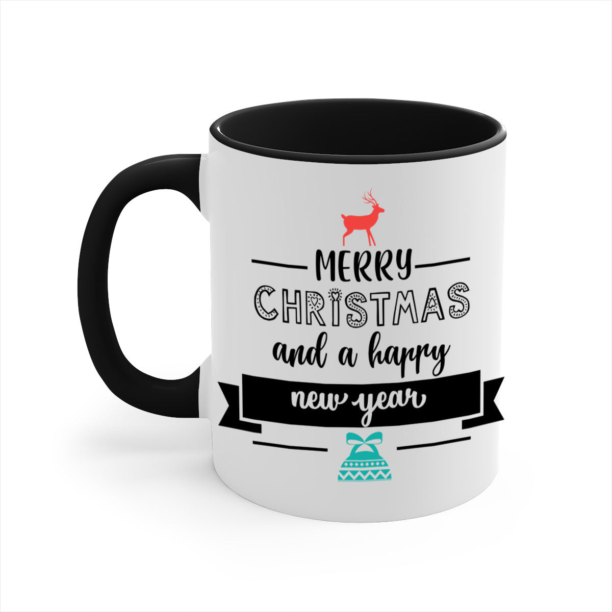 Happy New Year 6# Mug featuring a glossy finish, colored handle, and interior available in five vibrant colors.
