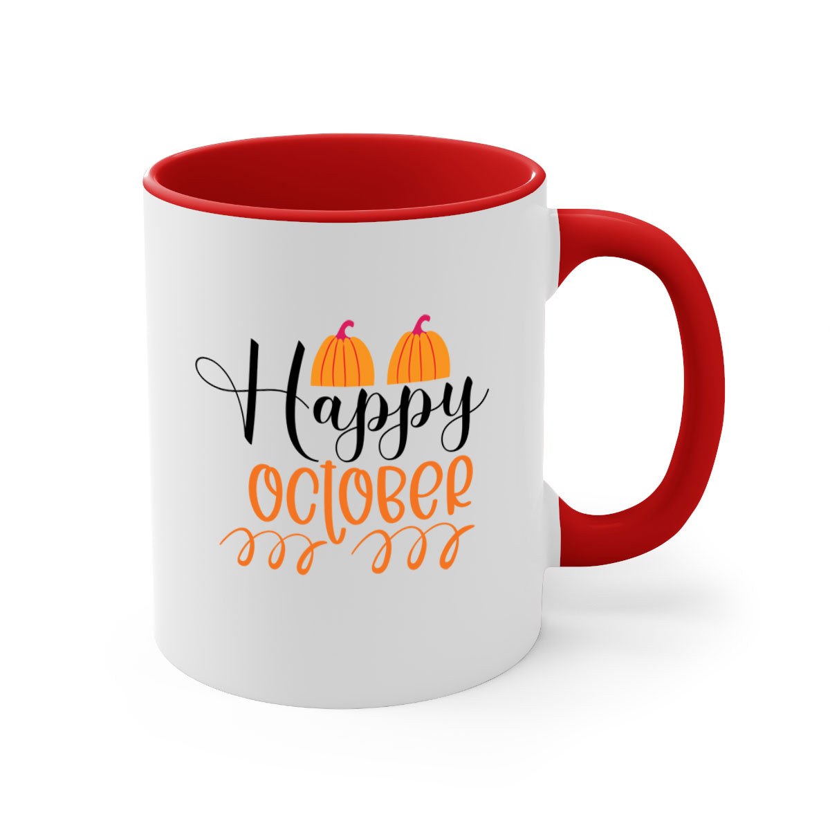 Happy October 238# Mug featuring a two-tone design with a colored handle and glossy finish, available in multiple colors.