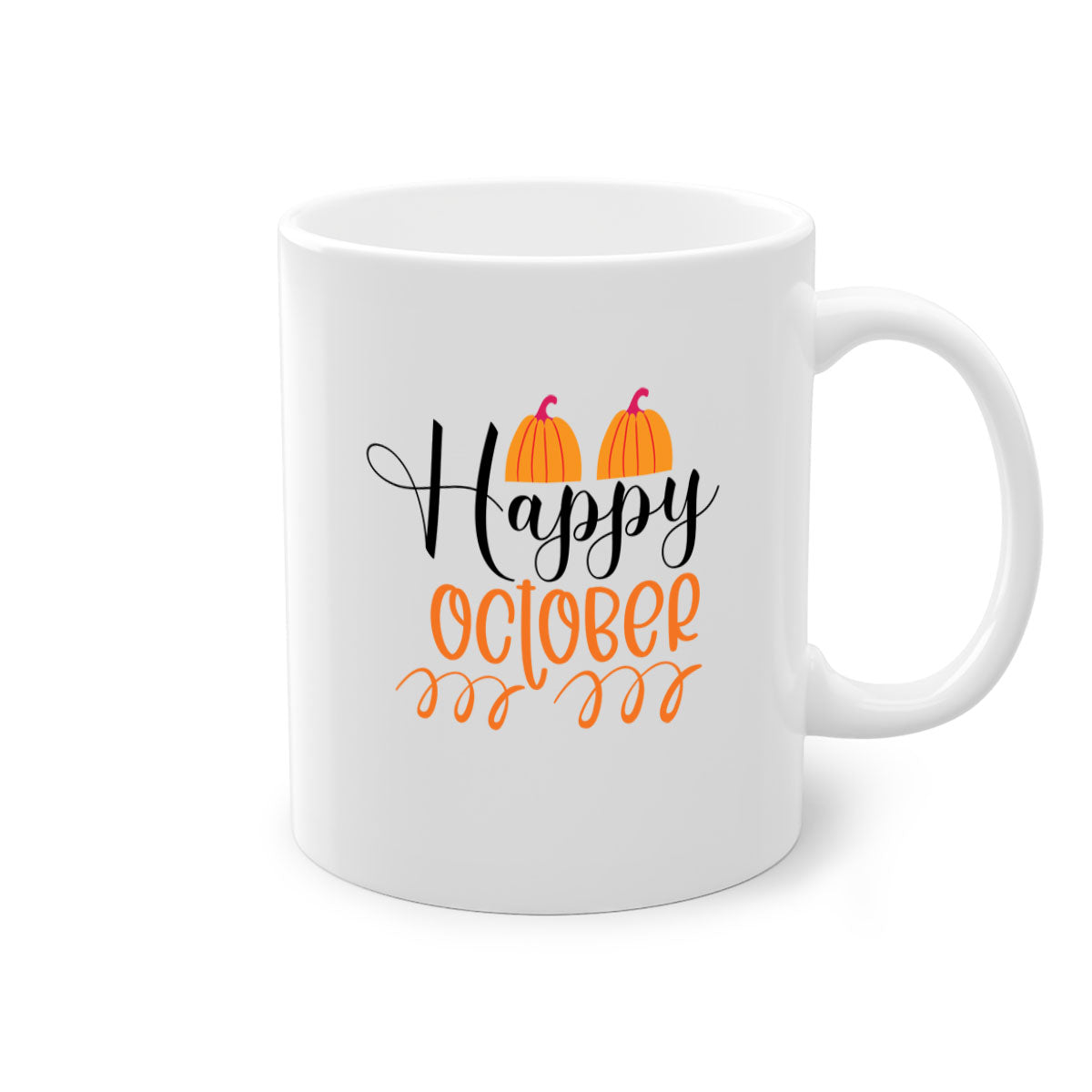 Happy October 238# Mug featuring a two-tone design with a colored handle and glossy finish, available in multiple colors.