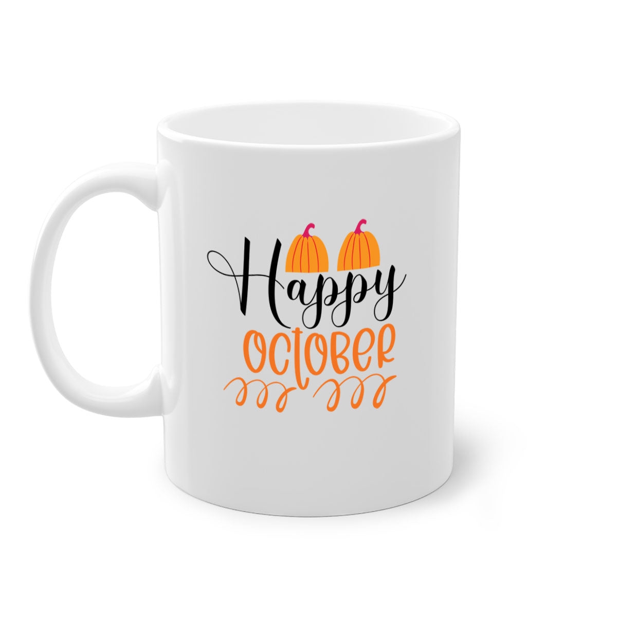 Happy October 238# Mug featuring a two-tone design with a colored handle and glossy finish, available in multiple colors.