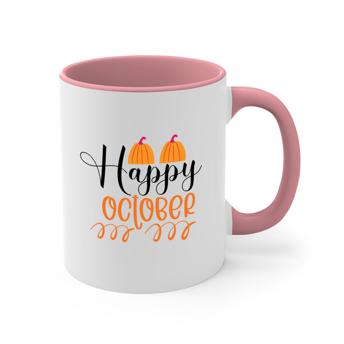 Happy October 238# Mug featuring a two-tone design with a colored handle and glossy finish, available in multiple colors.