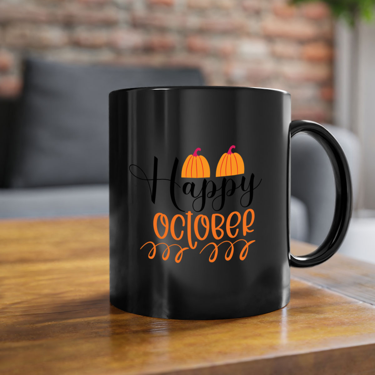 Happy October 238# Mug featuring a two-tone design with a colored handle and glossy finish, available in multiple colors.