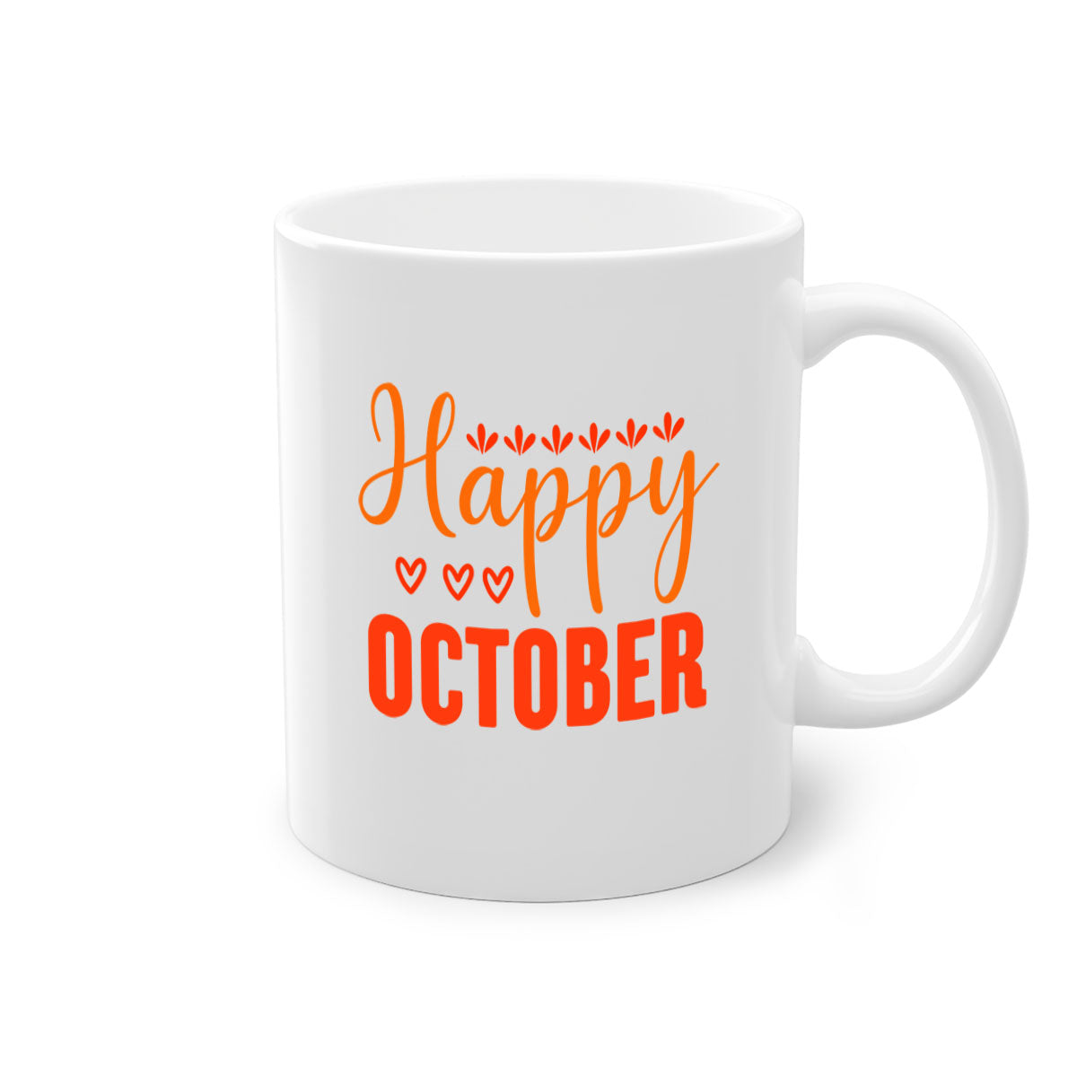 Happy October Design 237# Mug featuring a glossy finish, colored handle, and interior, available in multiple colors.