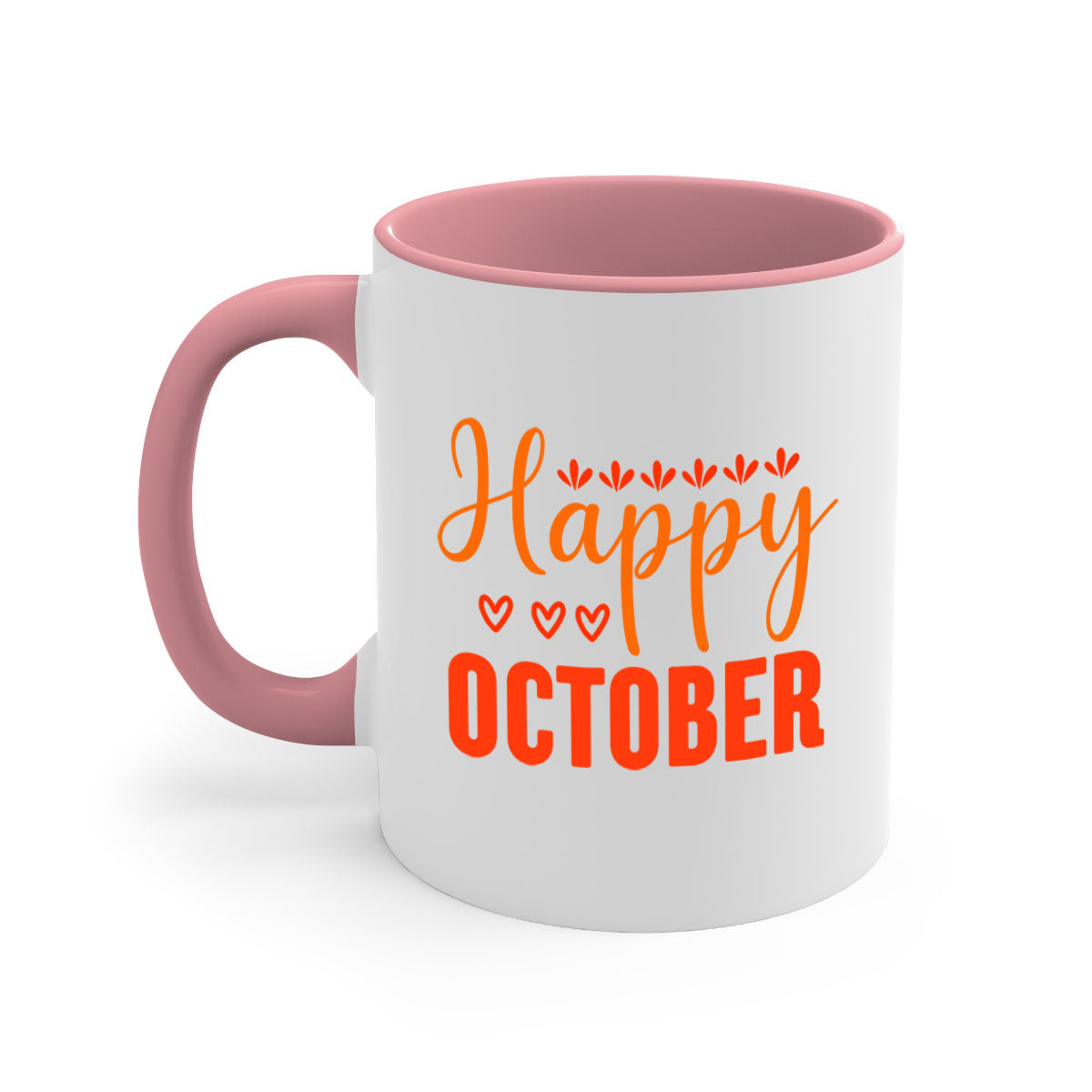 Happy October Design 237# Mug featuring a glossy finish, colored handle, and interior, available in multiple colors.