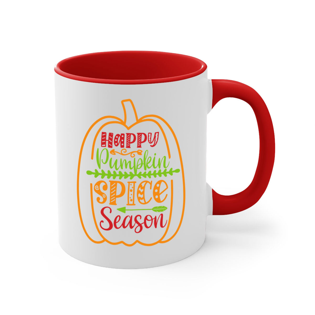 Happy Pumpkin Spice Season 243# Mug with a glossy finish, featuring a colored handle and interior, available in five colors.