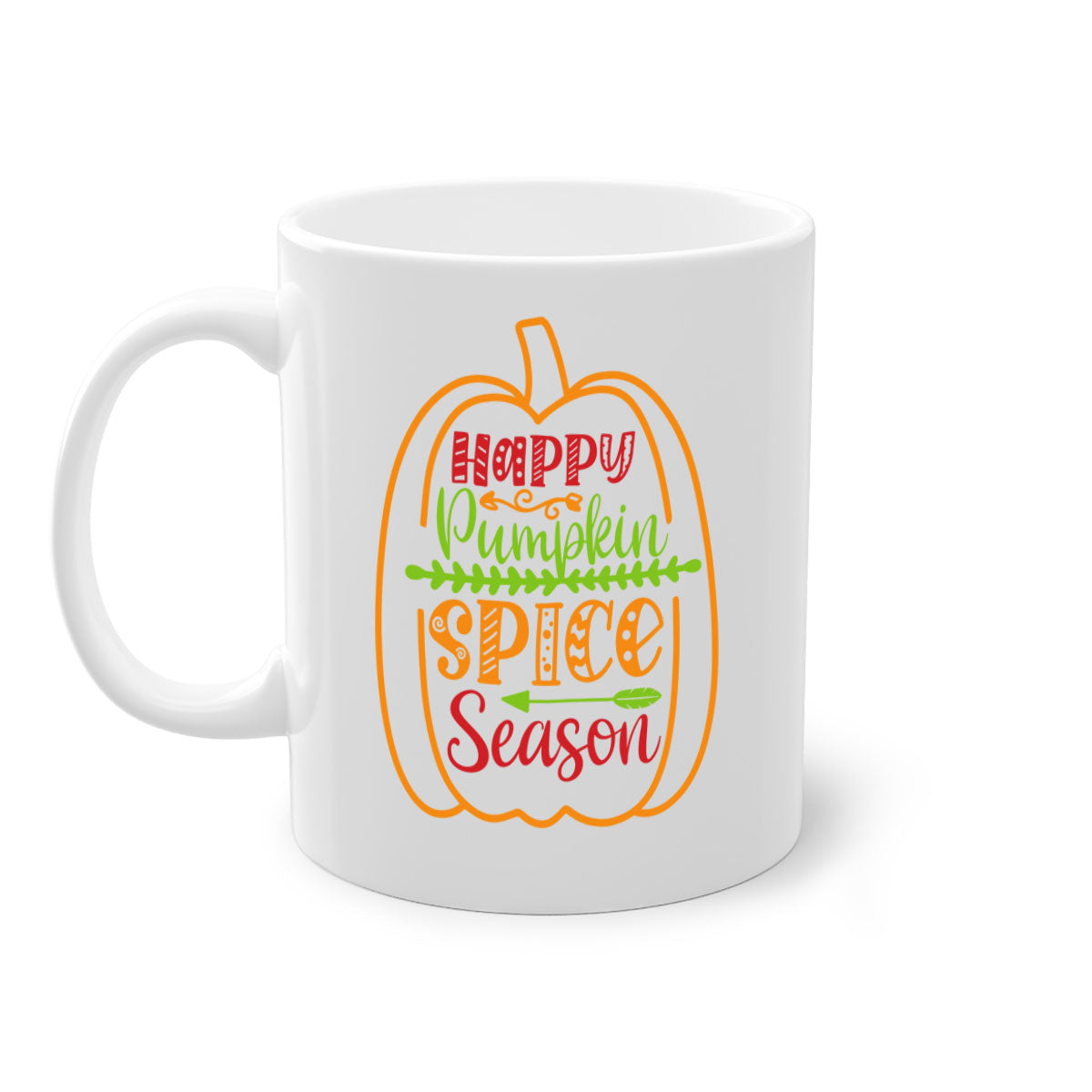 Happy Pumpkin Spice Season 243# Mug with a glossy finish, featuring a colored handle and interior, available in five colors.