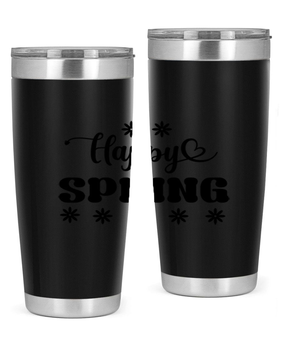 Happy Spring 20oz Tumbler featuring double wall vacuum stainless steel with a vibrant spring design.
