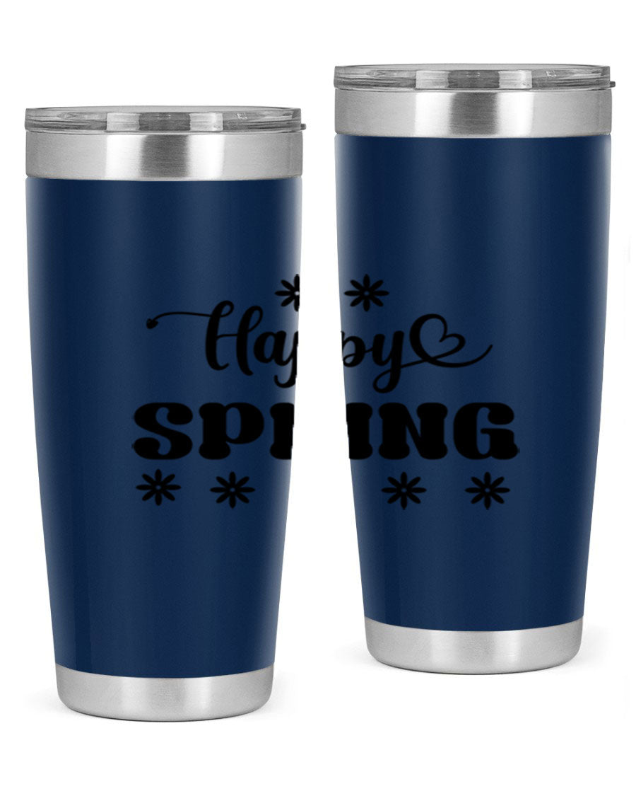 Happy Spring 20oz Tumbler featuring double wall vacuum stainless steel with a vibrant spring design.