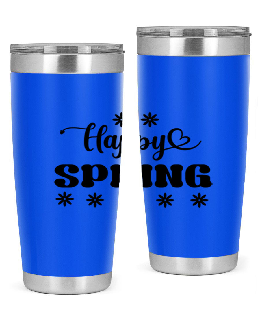 Happy Spring 20oz Tumbler featuring double wall vacuum stainless steel with a vibrant spring design.