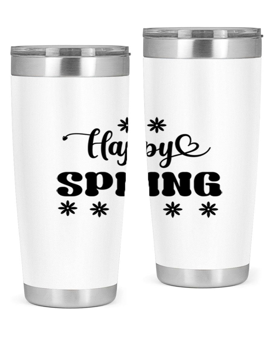 Happy Spring 20oz Tumbler featuring double wall vacuum stainless steel with a vibrant spring design.
