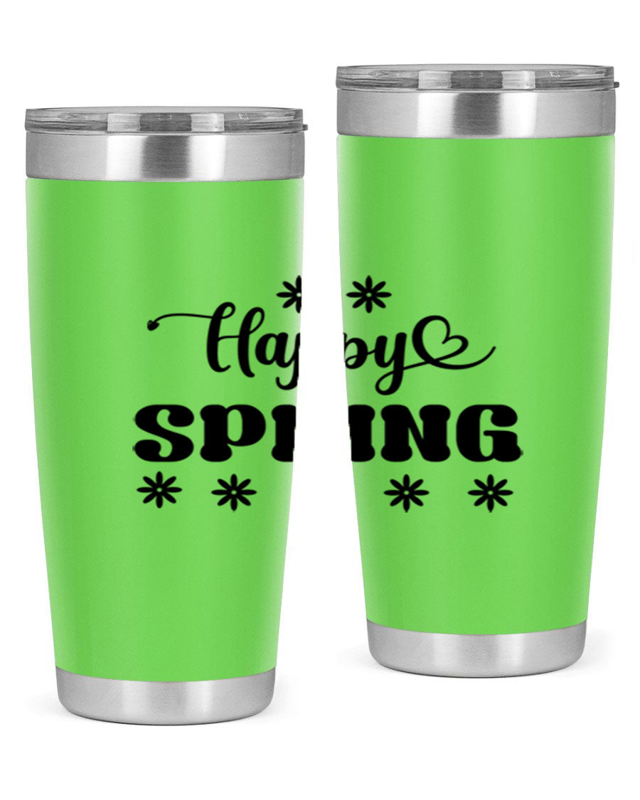Happy Spring 20oz Tumbler featuring double wall vacuum stainless steel with a vibrant spring design.