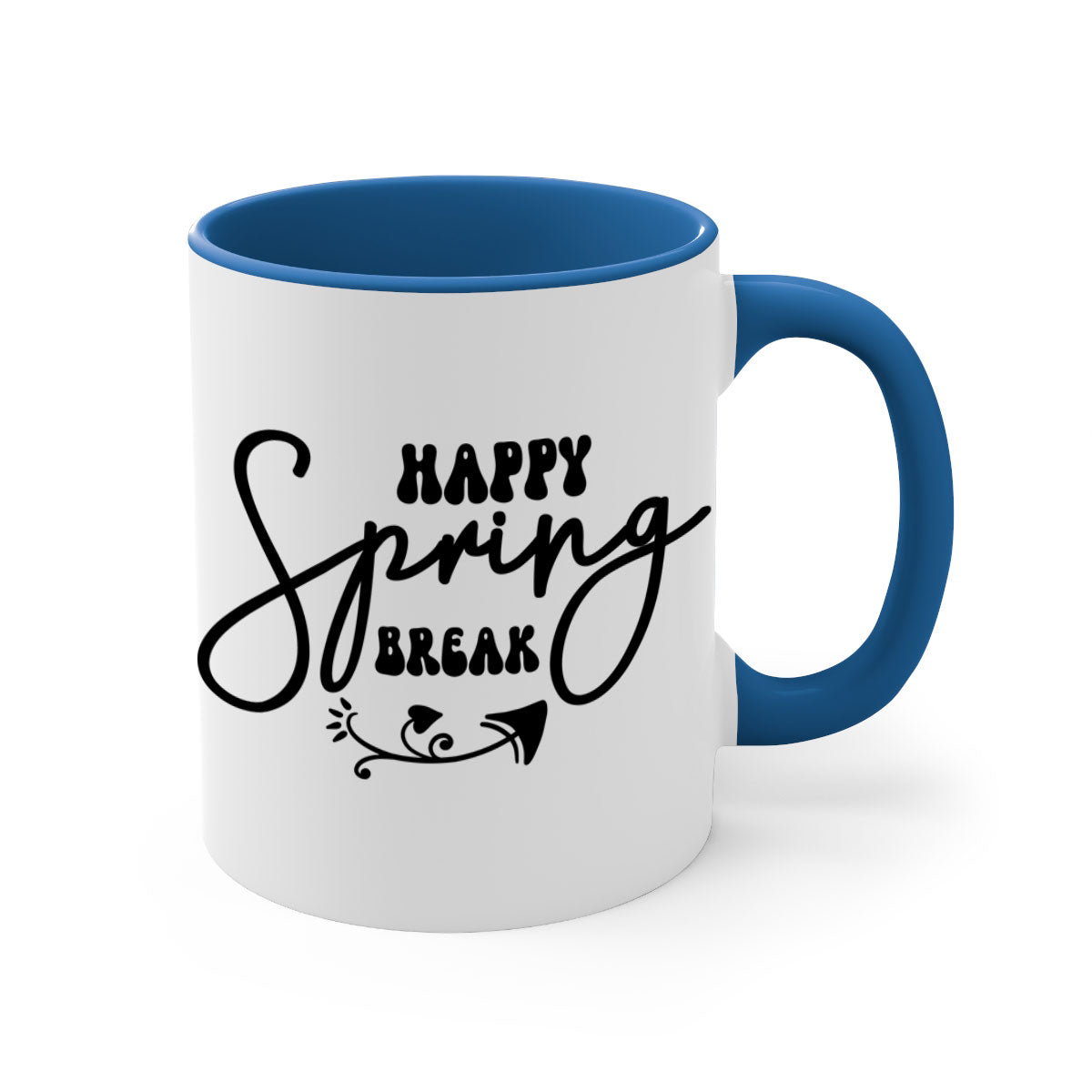 Happy Spring Break159# Mug with colorful handle and glossy finish, available in multiple colors and sizes.