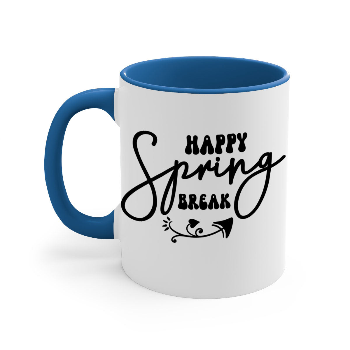 Happy Spring Break159# Mug with colorful handle and glossy finish, available in multiple colors and sizes.