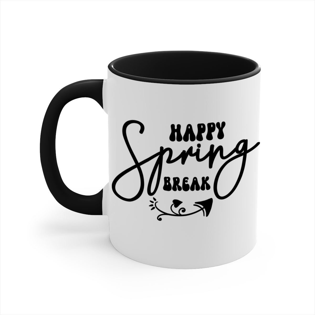 Happy Spring Break159# Mug with colorful handle and glossy finish, available in multiple colors and sizes.