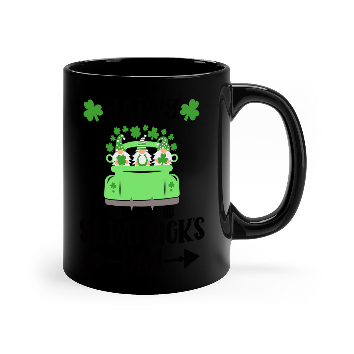 Happy St Patricks Day Style 90# Mug with a glossy finish, featuring a colored handle and interior, available in multiple colors.