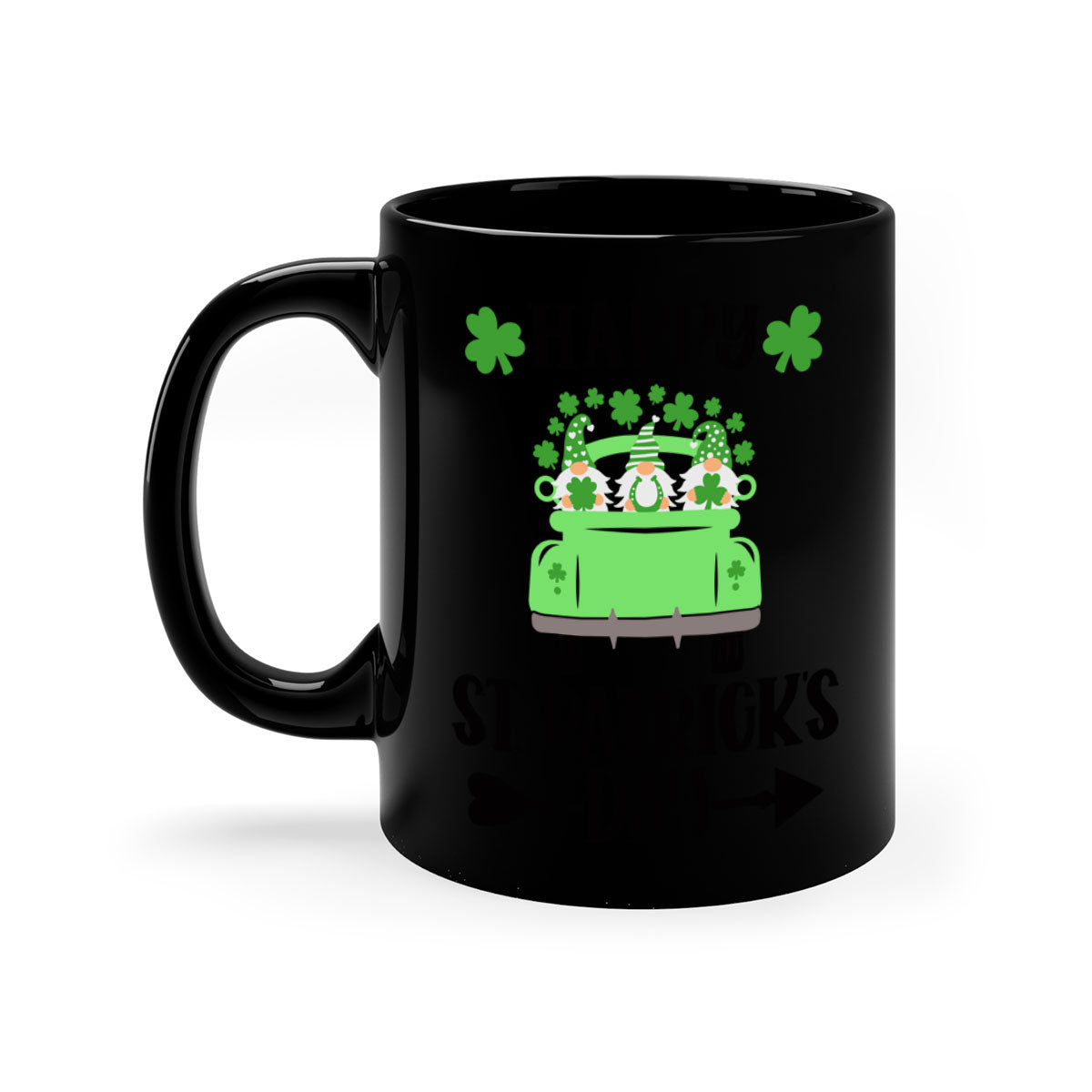 Happy St Patricks Day Style 90# Mug with a glossy finish, featuring a colored handle and interior, available in multiple colors.