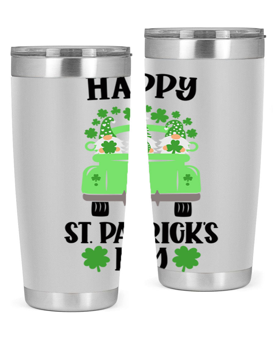 Happy St Patricks Day Style 93# Tumbler featuring a festive design, double wall vacuum insulation, and a press-in lid.