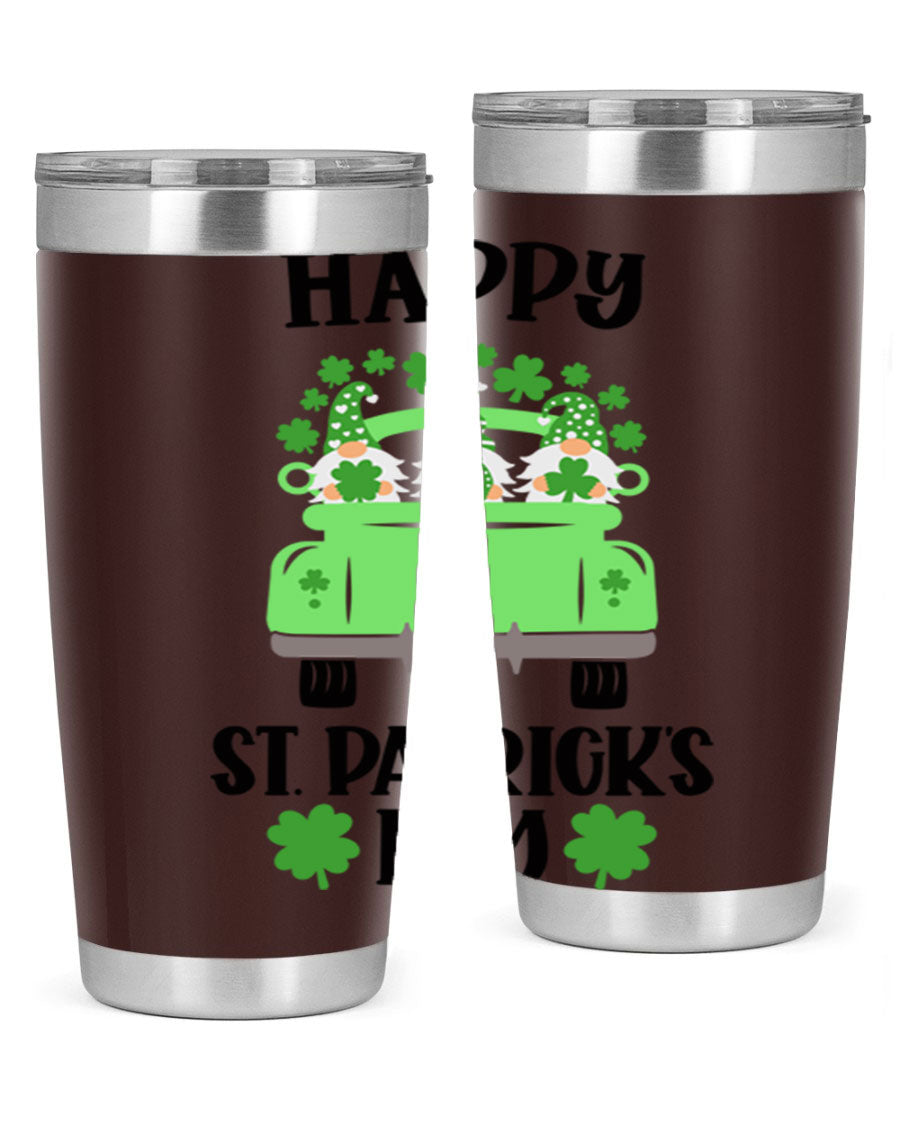 Happy St Patricks Day Style 93# Tumbler featuring a festive design, double wall vacuum insulation, and a press-in lid.